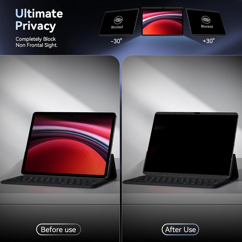 Protescreen Magnetic Privacy Screen Protector for Samsung Galaxy Tab S9 Plus/Tab S9 FE+ Plus/S7 FE 5G / S8/S7 Plus 12.4 Inch Filter Anti Glare Blue Light Screen Removable Screen Protector,Anti-Spy,Bubble Free - Image 2